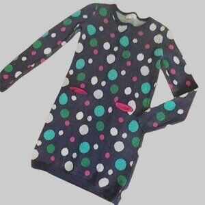 Tucker + Tate Girls Size 8 Navy Polka Dot Sweater Dress Long Sleeve 2 Pocket